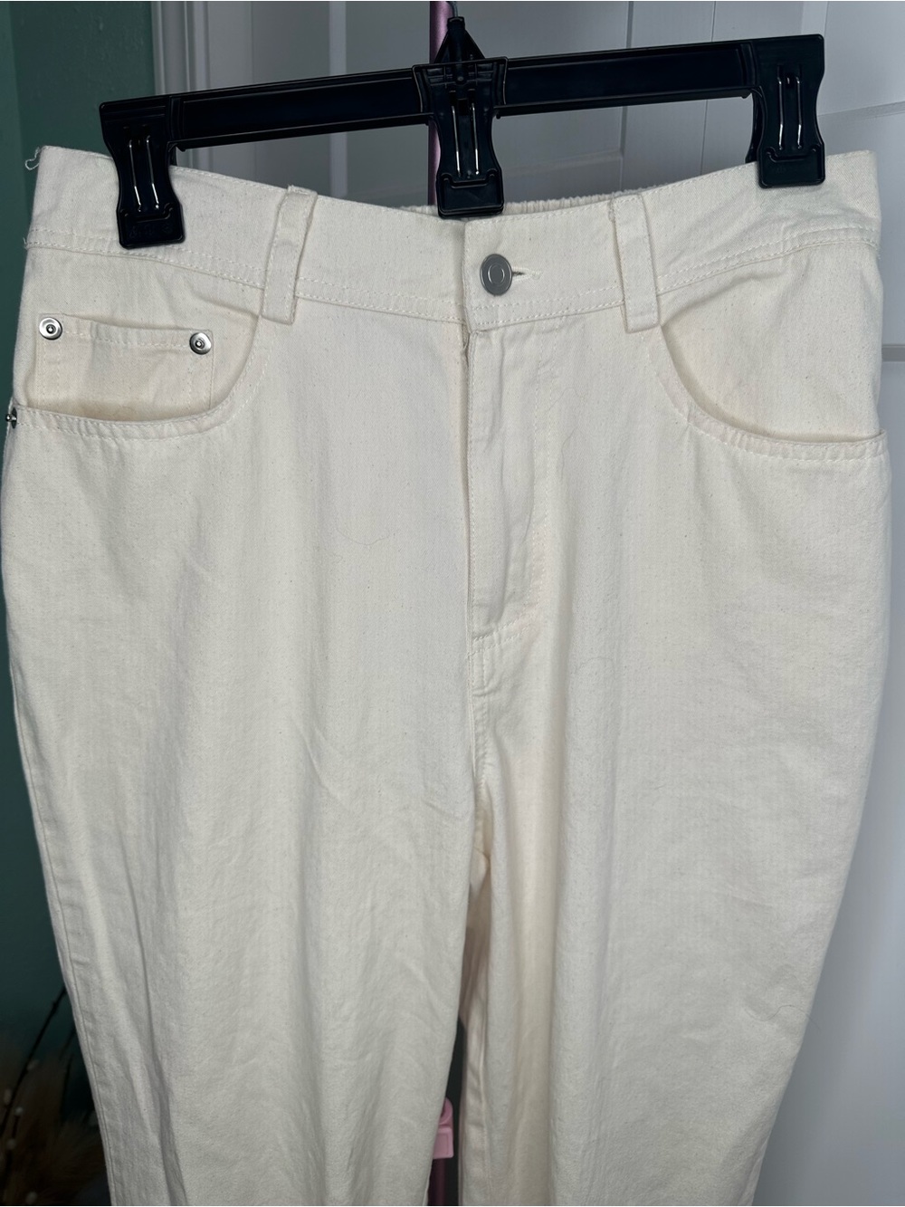 entro Cream High-Rise Denim Joggers Small NWT - Picture 2 of 6